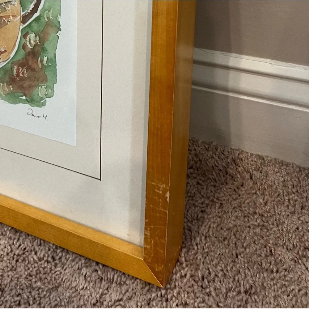 Crate and barrel framed teapot pitcher water color  painting print soicher Marin